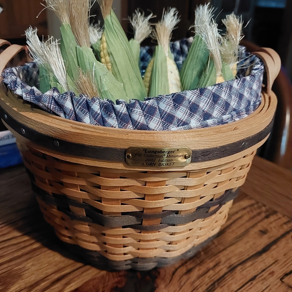 Longaberger Basket with Blue Plaid Liner